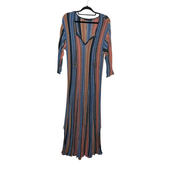 Peruvian connection Large multi striped knit maxi boho langenlook dress - Picture 6 of 14